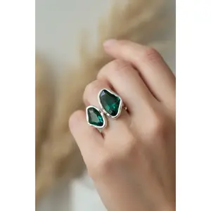 High Tide Adjustable Ring - Stylish & Versatile in Aqua Emerald & Grey Colors - Perfect Accessory for Any Outfit