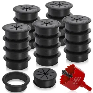 20 Pack Desk Grommets, 2 Inch Desk  Hole Cover with Built-in Hole , Wire Cord  Grommet for  Office, Black