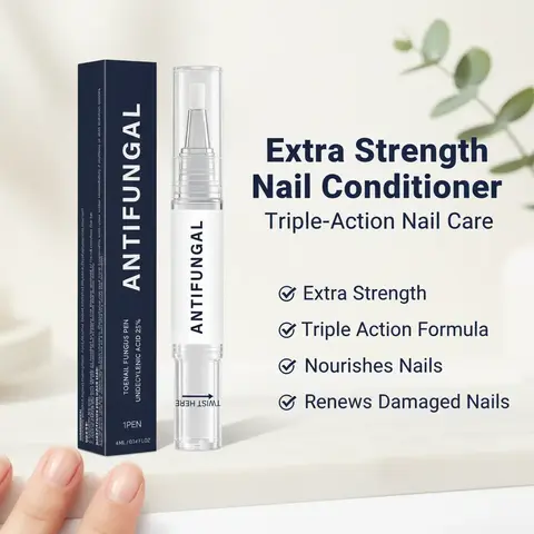 Extra Strength Nail Conditioner with 25% Undecylenic Acid - Nail Strengtheners, Triple-Action Antifungal Solution for Damaged Fingernails & Toenails