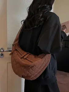 Women's Lightweight Quilted Crossbody Bag, Large Capacity Shoulder Bag, Fashion Casual Commuter Bag, Ideal for Daily Use, Casual Crossbody Bags