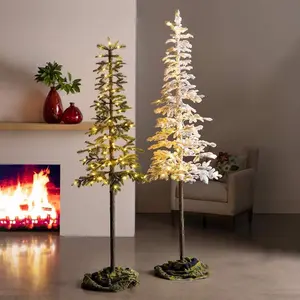 6' Lighted Indoor/Outdoor Flocked Alpine Tree