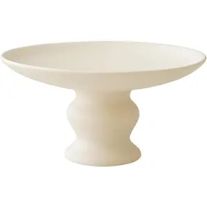 WENSHUO Pedestal Cake Stand, Stood Ceramic Tall Fruit Tray, Cupcake Serving Display, 7-inch, Small Size (Matte Crème)