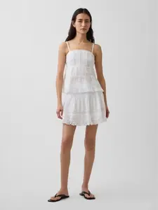GAP Pintuck Lace-Trim Easy Mini Skort