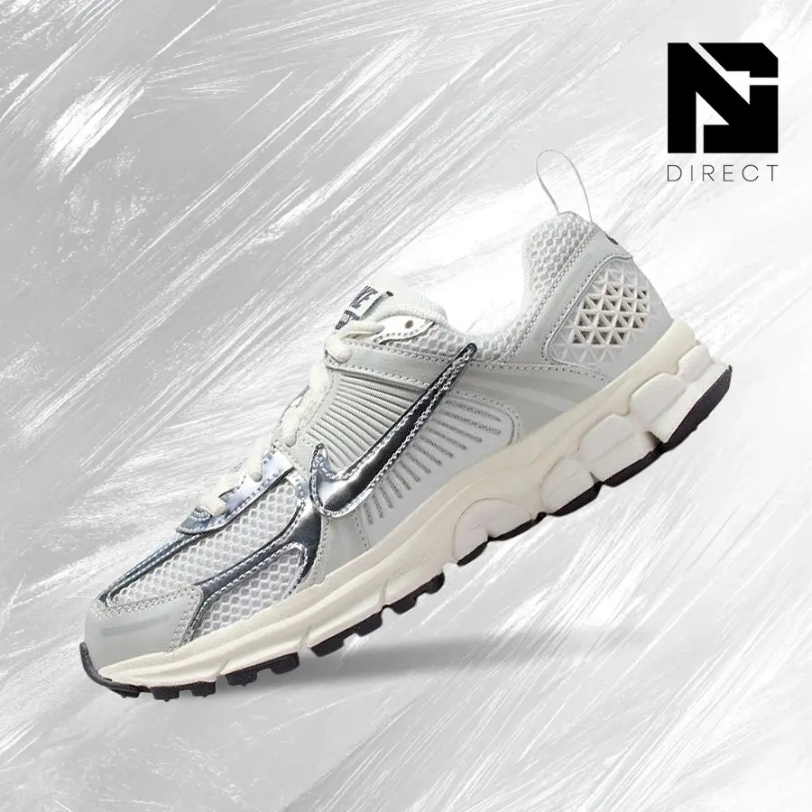 Nike Youth Zoom Vomero 5 (GS) Unisex Kids Sneakers - Photon Dust Chrome, Vintage-Inspired Athletic Running Shoes, Shock-Absorbent Comfort, Chrome Accents, Sporty Chic, Gym Casual Fit, IM9467-001