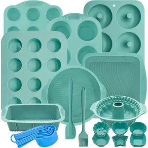 39 count  Bakeware Set, Nonstick  Baking Pans Set With Baking Pan, Baking Sheet, Cake Pan, Donut Pan, Muffin Pan, Cake Molds, Measuring Cups