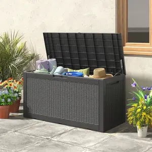 230 Gallon Outdoor Storage Box Waterproof Deck All Weather Protection with Pre Locking Mechanism for Secure Organization Black Organiser