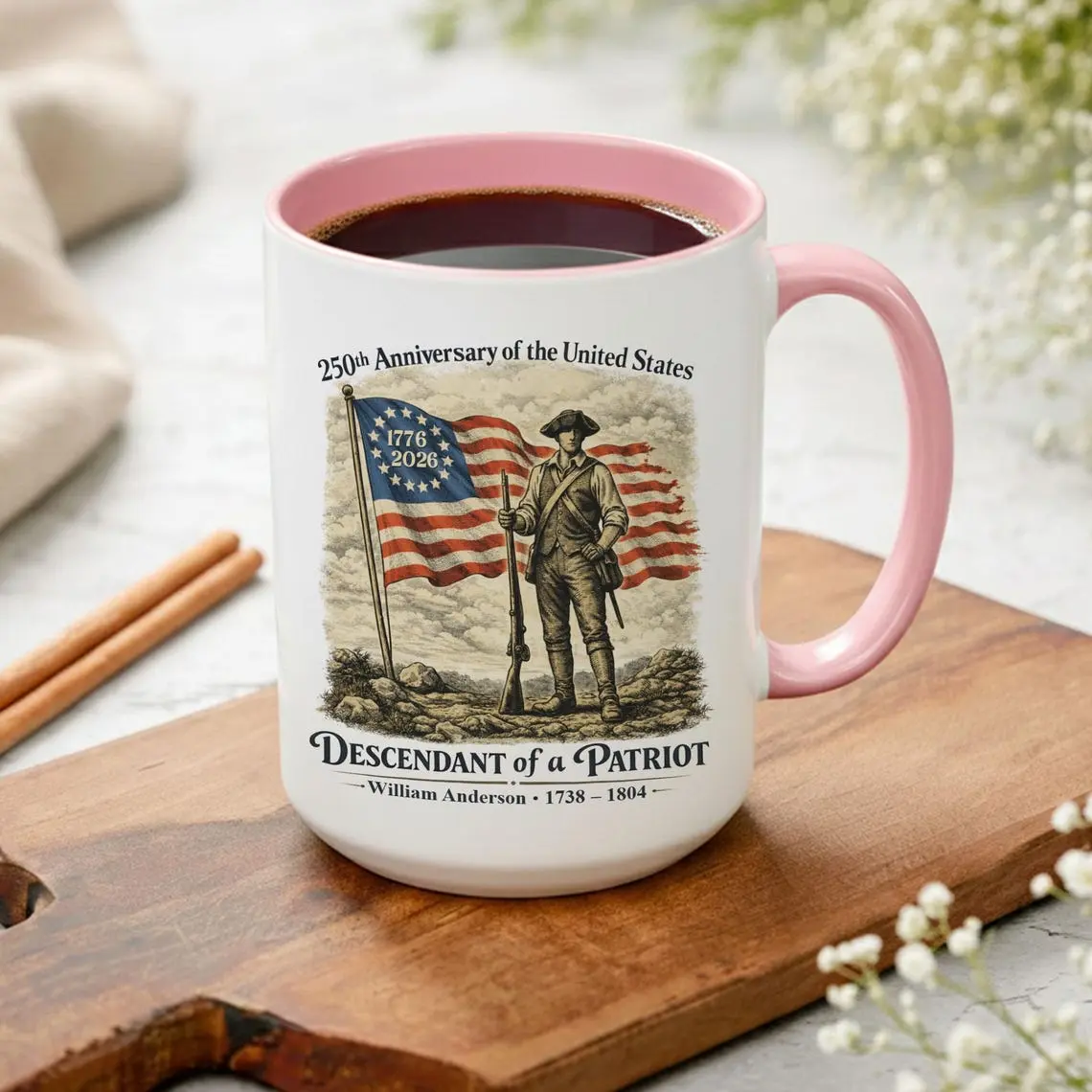 Personalized 250th Anniversary of the United States Mug, Descendant of a  Patriot 17762026 Coffee Cup, Historic American Heritage Gift - TikTok Shop