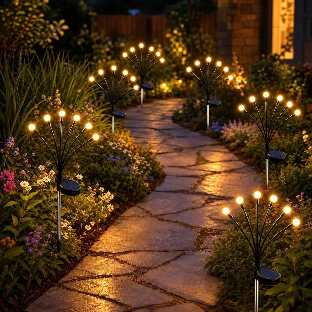Outdoor Solar Firefly LED Garden Stake Lights with Auto Dusk-to-Dawn Glow, Decorative Mood & Pathway Lighting for Camping, Home, Yard, Walkway, Party, Halloween & Christmas Decor