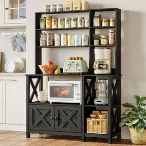 IRONCK Bakers Rack with Power Outlet, 45in Wide Coffee Bar Cabinet with Storage, 6-Tier Kitchen Storage with Doors, Microwave Stand for Kitchen, Dining Room IRONCK Bakers Rack with Power Outlet, 45in Wide Coffee Bar Cabinet with Storage, 6-Tier Kitchen Storage with Doors, Microwave Stand for Kitchen, Dining Room