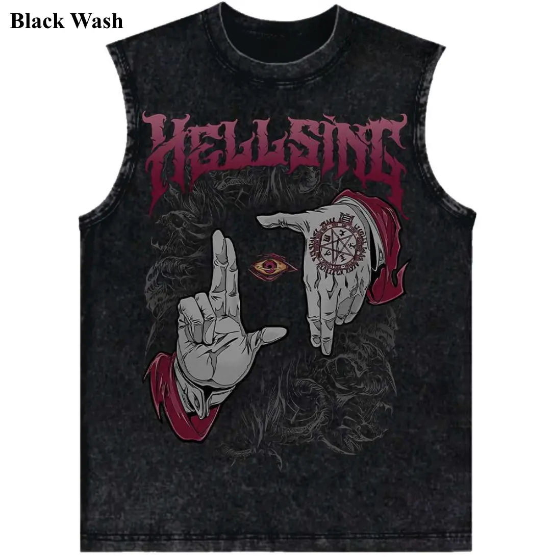 Alucard Vintage Tank Top, Hellsing Graphic Tees, Hellsing Tank Top, Men's Women's Sleeveless T-shirts, Unisex Anime Shirt, Anime Gift, Gym Workout Shirt, Menswear Womenswear Streetwear Top Fit Oversize