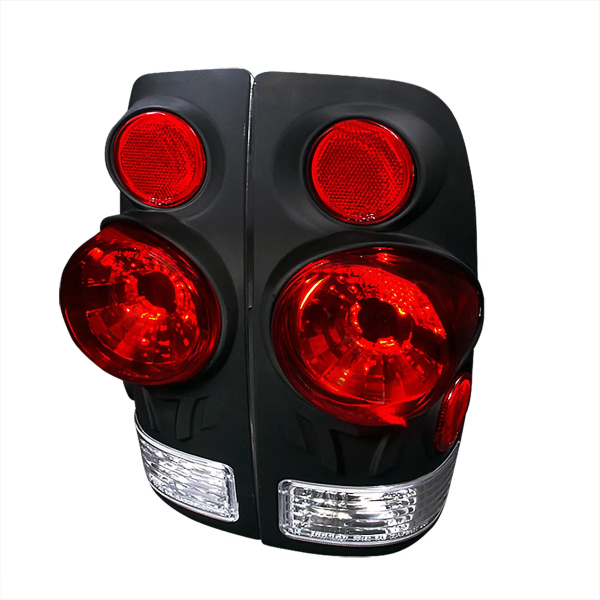 1997-2007 Ford F-150/F-250/F-350/F-450/F-550 Retro Style Tail Lights (Matte Black Housing/Clear Lens)