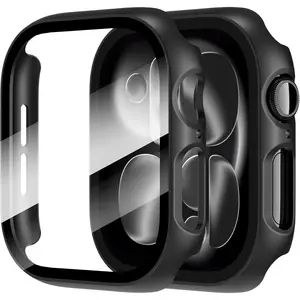 2-Pack  Watch Series 11/10 42mm Case with Tempered Glass Screen Protector -Black