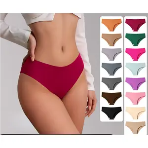 Low Waist Women's Ice Silk Briefs Solid Color Seamless Underwear Breathable Absorbent All Seasons Panties - Womenswear