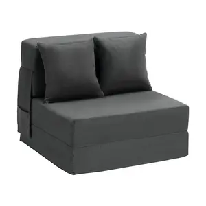 VEVOR Folding Sofa Bed, 3-in-1 Foldable Couch Bed with 2 Pillows and Washable Cover, 25D High Density Memory Foam Convertible Sleeper Chair Bed, Futon Couch for Living Room, Bedroom, Dark Grey(Single)