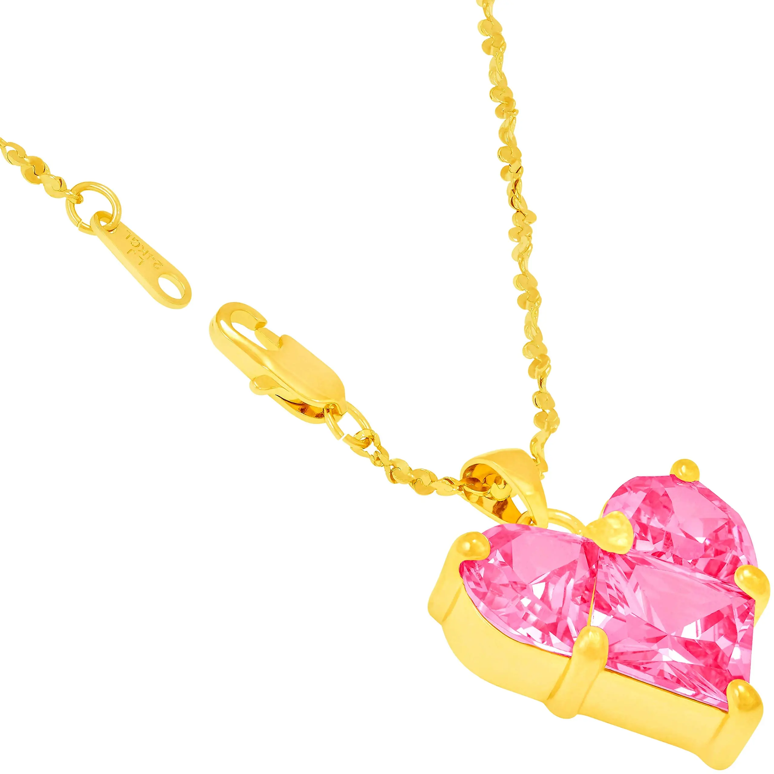 LIFETIME JEWELRY Cubic Zirconia Heart Necklace 24k Gold Plated Pendant for Women