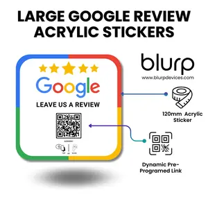 Blurp Devices Custom NFC Acrylic Thick Stickers for Google Reviews