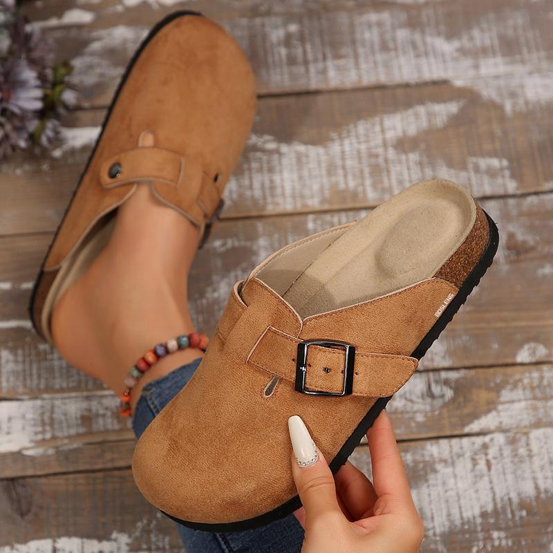 Women's Cork Footbed Clogs Mules Comfort Potato Shoes with Adjustable Buckle
