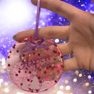 Personalized Resin Christmas Ornaments with Glitter Accents and Custom Name for Festive Decorations