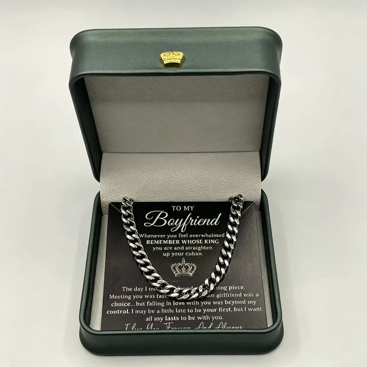 Cuban Chain Promise Necklace for Him - Cubic Zirconia Costume Jewelry, Birthday Gift for Boyfriend
