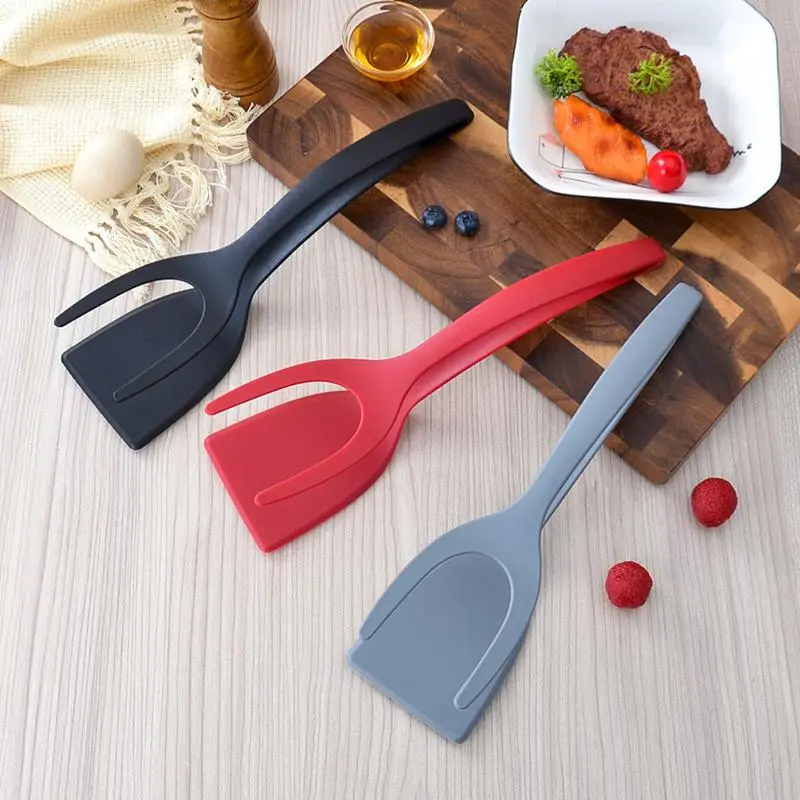 2-in-1 Egg Turner & Spatula Kitchen Gadget - Grip-Flip Tongs Utensils for Eggs, Pancakes, Fish | Essential Kitchen Cooking Tool