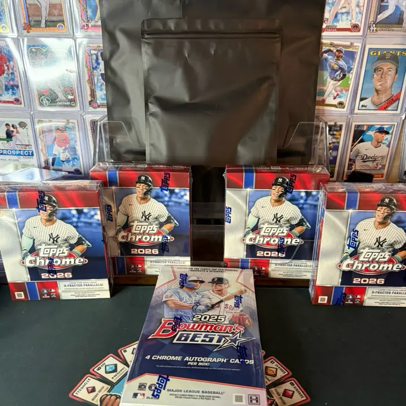 TTB-142 PYT 1x 25’ Bowmans Best Hobby, 4x 26’ Topps Chrome Megas and 3x Tribal Treasure Snack Packs