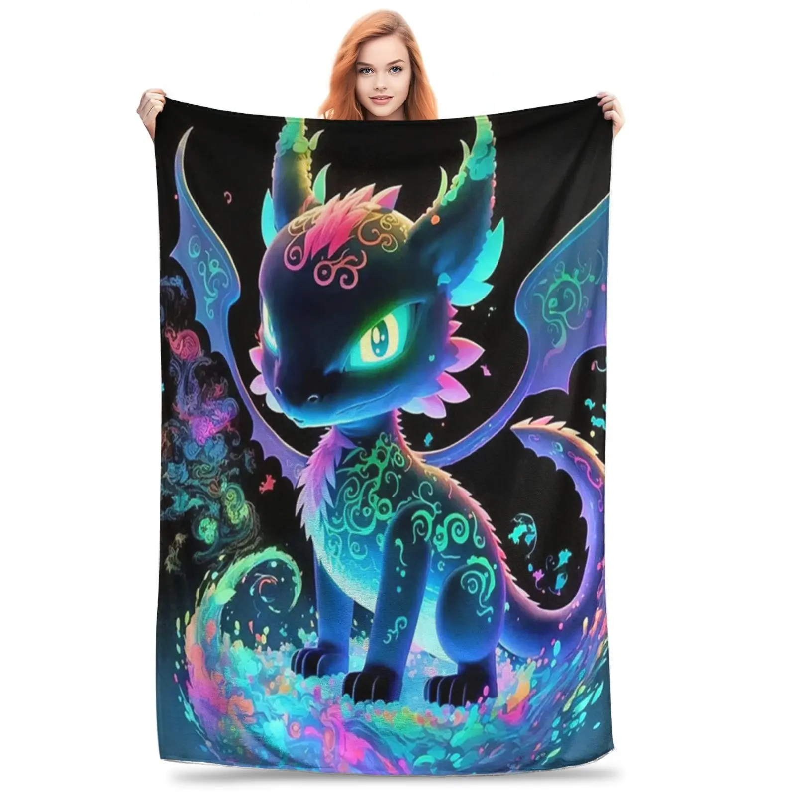 Dinosaur Fleece Blanket Throw - Super Soft Fuzzy Machine-Washable Flannel Plush Blanket for Reading, Television, Video Games, Beds & Couches