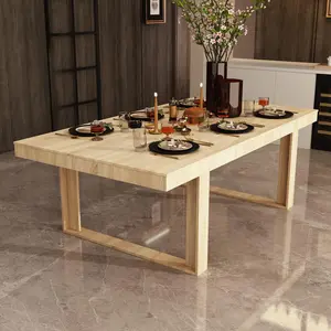 FUFU&GAGA 86.6" Modern Wooden Dining Table for 8-10 - Multi-Use Conference & Kitchen Table with Solid Wood Construction for Dining Rooms Desk Elegant Design Meetings