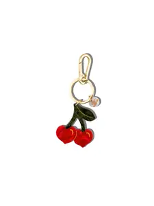 Hand-painted Cherry Hearts Bag Charm + Keychain | Eco-Friendly