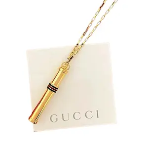 Pre-owned GUCCI Gold Plated Sherry Line Perfume Bottle Necklace with Gold Chain