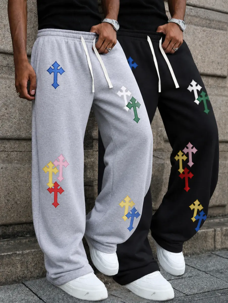 Men's Casual Sports Sweatpants, Loose Straight Leg Fit, Outstanding Drape, Suitable For Indoor And Outdoor Occasions, Can Be Gifted To Boyfriend And Father,  With Drawstring Waist