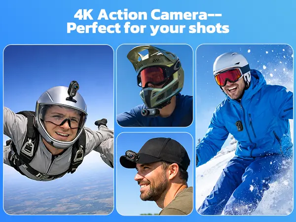 CAMWORLD 4K Mini Body Video Recording Camera - 64GB Micro SD Memory Card, Clip, Lens, Thumb-Action WiFi, 1.47" HD Screen, Magnetic Snap-On Mount, Wearable POV Vlogging Camera for Bikers