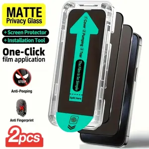 2pcs Privacy Matte Dust free Installation Glass Cellphone Screen Protector For Smartphone iPhone 17 Pro Max/16 Pro Max/17 Air/16e/16 Plus/15 14 Pro Max/13/12/11/XR/X/XS Max Series 9H Hardness Tempered Glass Dynamic Island Compatible Anti-Fall Protection
