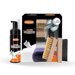 Shoe Cleaning Kit Set for Sneakers, Sneaker Stain Remover, Includes 2 Shoe Brushes and 2 Towels, Waterless Foam Cleaner for Athletic Footwear