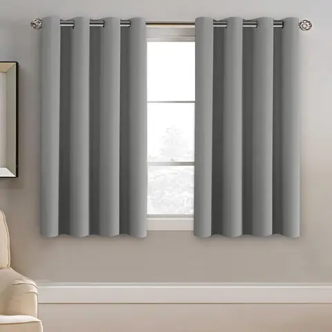 H.VERSAILTEX 2-Panel Grommet Curtains, High Twist Dark Blackout Drapes - Light Blocking, Privacy, Energy Saving for Bedroom & Small Living Room Windows, Dark Curtains Blackout