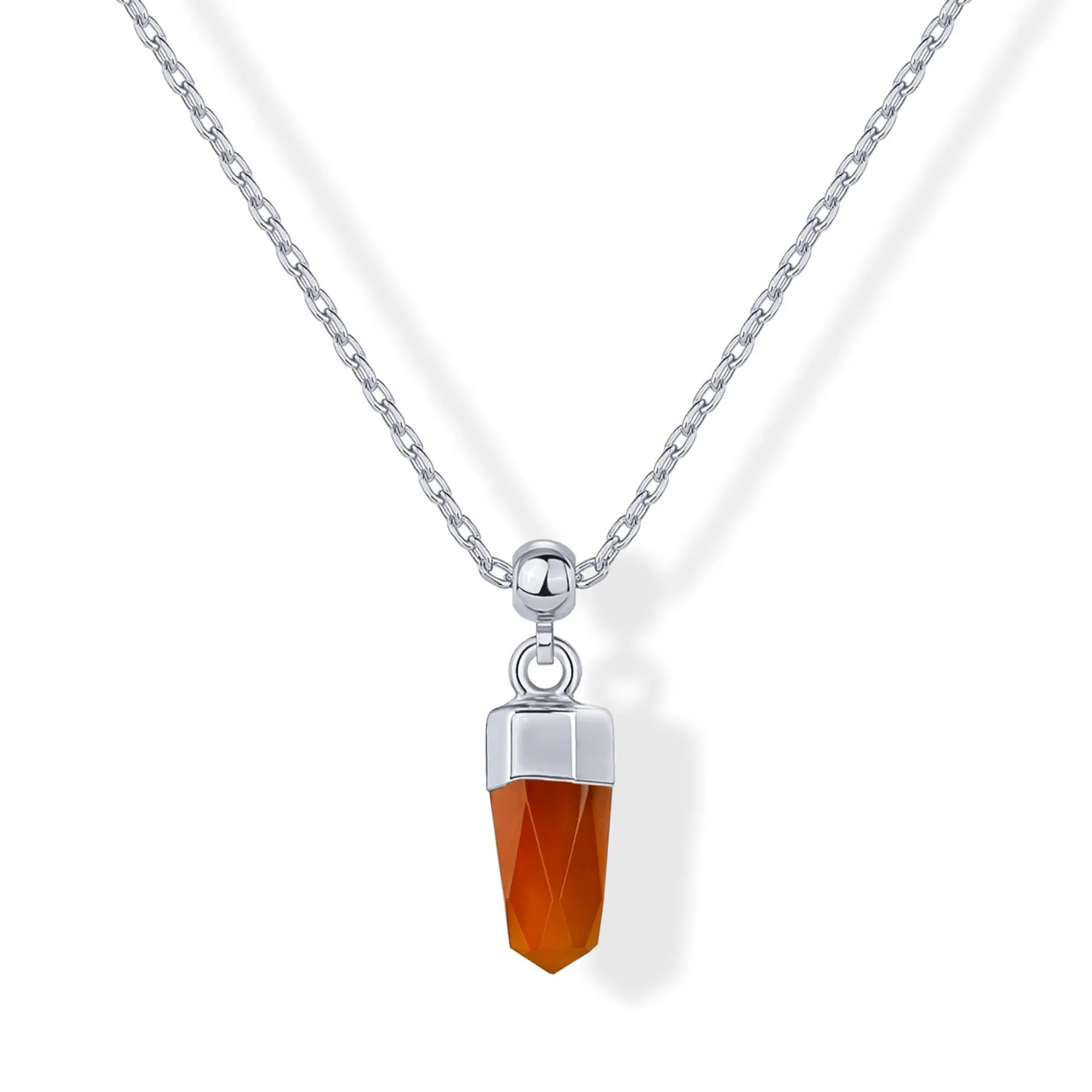 Carnelian Crystal - White Gold