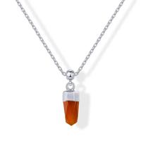 Carnelian Crystal - White Gold