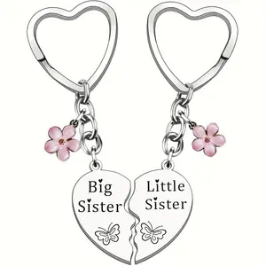 2pcs/Set Matching Sister Keychain Big & Little Sister Butterfly Pendant Charms Birthday Christmas Gifts for Sisters Friendship Couple