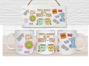 Cute Bestie Mug Youll Always Be My Best Tea 11oz Ceramic Coffee Cup Faux Embroidery Patch Design Aesthetic Gift for Best Friend BFF Tea Lovers Funny Quote Mug Sturdy Drinkware Cute Coffee Mug for Women Friendship Gift Idea Trendy Kitchen Cup