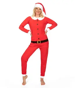 Women's Mrs. Claus Crew Neck Pajama Set