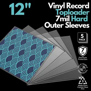 Vinyl Record Toploader Hard Sleeves by Vinyl Supply Co. - Five (5) Pack - 7 mil (.007") Thickness - Clear PVC - Compatible with Outer Sleeves