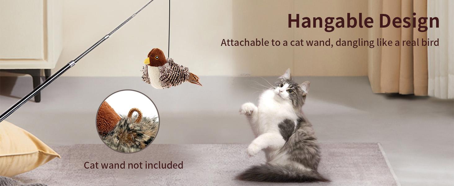 Potaroma Bird Cat Toy(not flapping), Bird Design Cat Chase, Pet Supplies For indoor Use, Lifelike Birdie Tweets, Plush Toy - Perfect Melody Chaser Cat cat toys