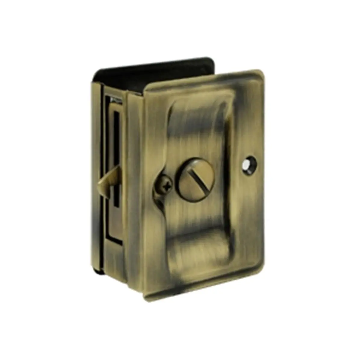 212 MAIN Heavy-Duty Adjustable Privacy Pocket Door Lock - Solid Brass, 3.25x2.25 in Antique Finish, Corrosion-Proof, Weatherproof, Lock Latches & Bolts with Mounting Kit for Bath/Kitchen Hardware on 1-3/8 to 1-3/4 in Thick Doors