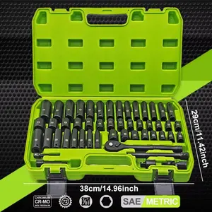 50 PieceSocket Set (5/16"-3/4")Metric(8-22mm)，3/8" Drive lmpact Socket Set,6 Point CR-V Drive Extension BarUniversal Joint & Power Drill Adapter IncludesStorage Case，toolbox，bigtoolset