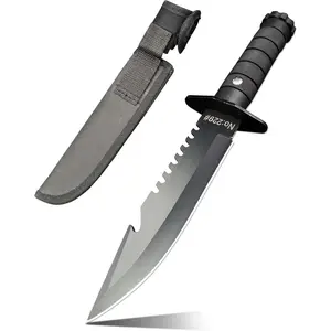 11.1 inches Fixed blade Knife with Nylon Sheath, Multifunctional Tactical Survival Bowie Knife for Outdoor Hunting Camping Bushcraft