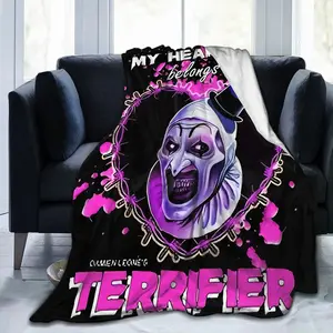 Horror movie Terrifier themed print plush blanket, all-season comfort for home, camping, Halloween decorations - ideal gift
