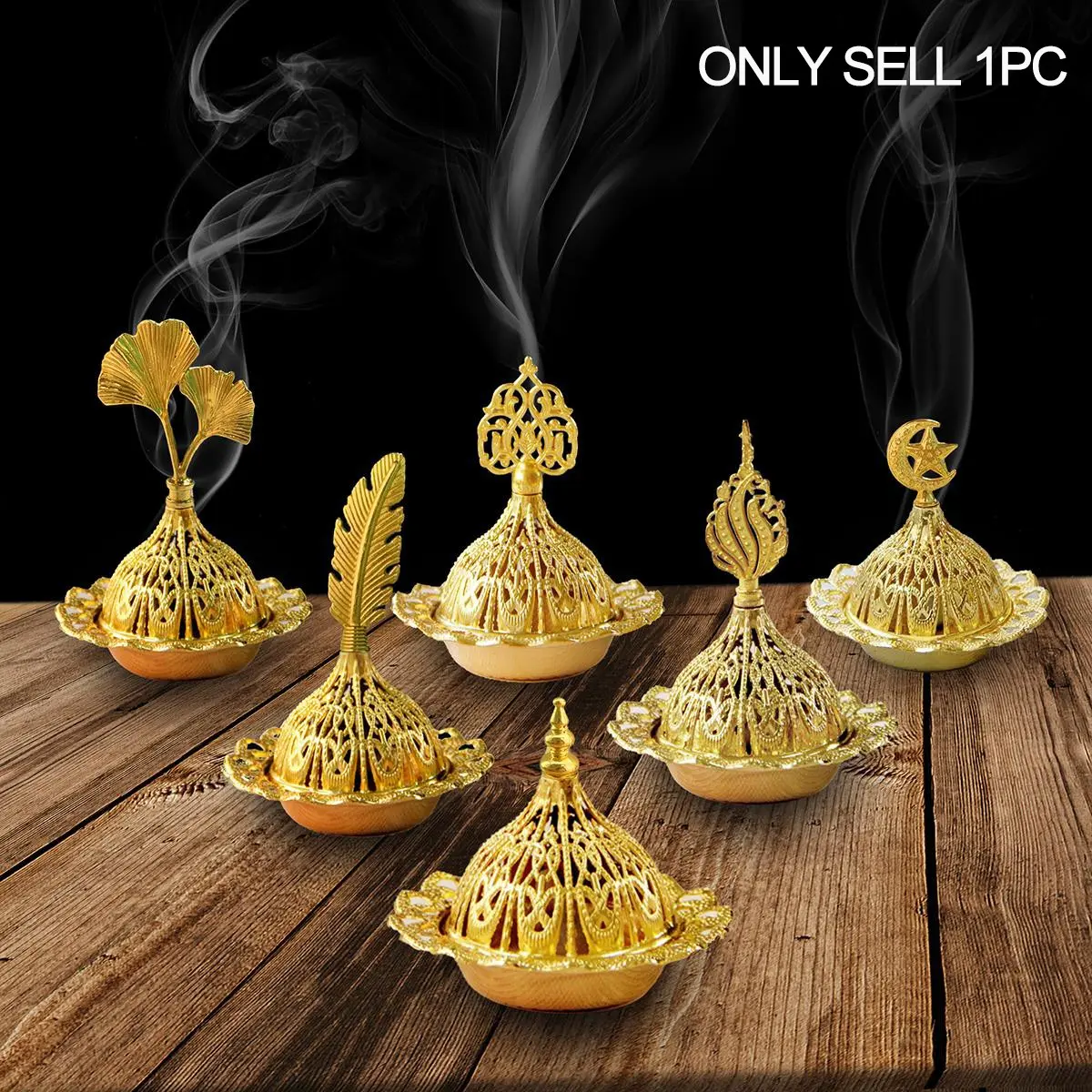 Vintage Arabian Incense Burner, 1 Piece Mini Desktop Decorative Incense Burner, Home Fragrance Aroma Holder for Living Room Bedroom Office, Scented Incense Holders