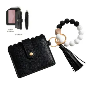 Women's Elegant Minimalist Short Wallet with Boho Keychain, All-match Trendy Mini Purse, Gorgeous Card Holder for Daily Use As Birthday Gift, Keychain Wristlet, Perfect Gift For Friends Or Mothers