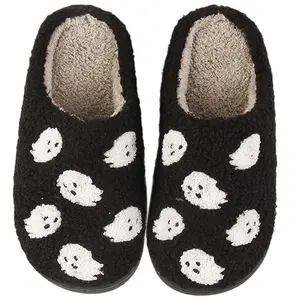 Halloween Slippers Ghost Slippers For Women Men Hallowee Ghostface Horror slippers Comfy Fuzzy Bedroom Slippers Ladies Home Memory Foam Slippers for Fall Winter Indoor Outedoor Black Fun Fall Shoes Women,Black Slippers Footwear Cotton Soft slippers women