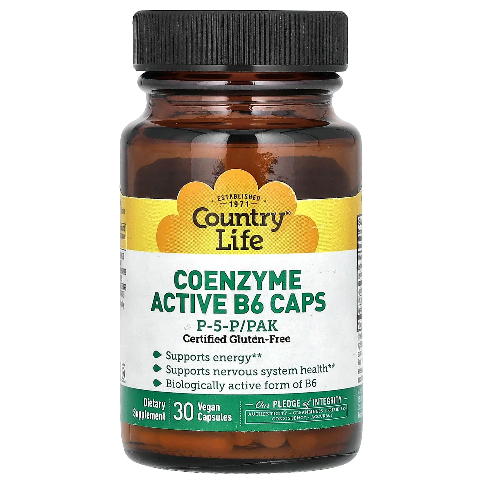 Country Life Coenzyme Active B6 Caps, P-5-P/PAK, 30 Vegan Capsules