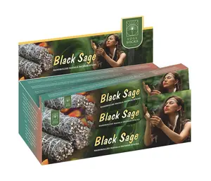 Soul Sticks Black Sage Hand-Rolled Masala Incense 15 g Box of 12 Sticks for Meditation Protection and Cleansing Natural Himalayan Herbs Flowers and Resins